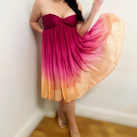 Tags On. Y2K Silk Strapless Dress by Laundry - Picture 2 of 5